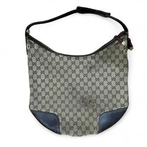Gucci Monogram Gray and Black Hobo Bag